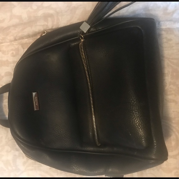 Black Aldo Leather Backpack - Picture 1 of 2